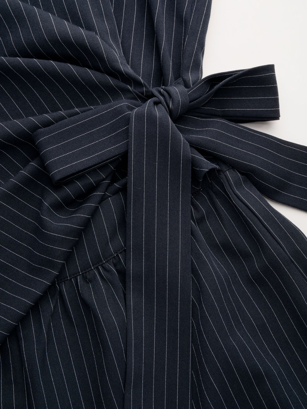 Boat Neck Stripe Ruched Knotted Straight Leg Jumpsuit