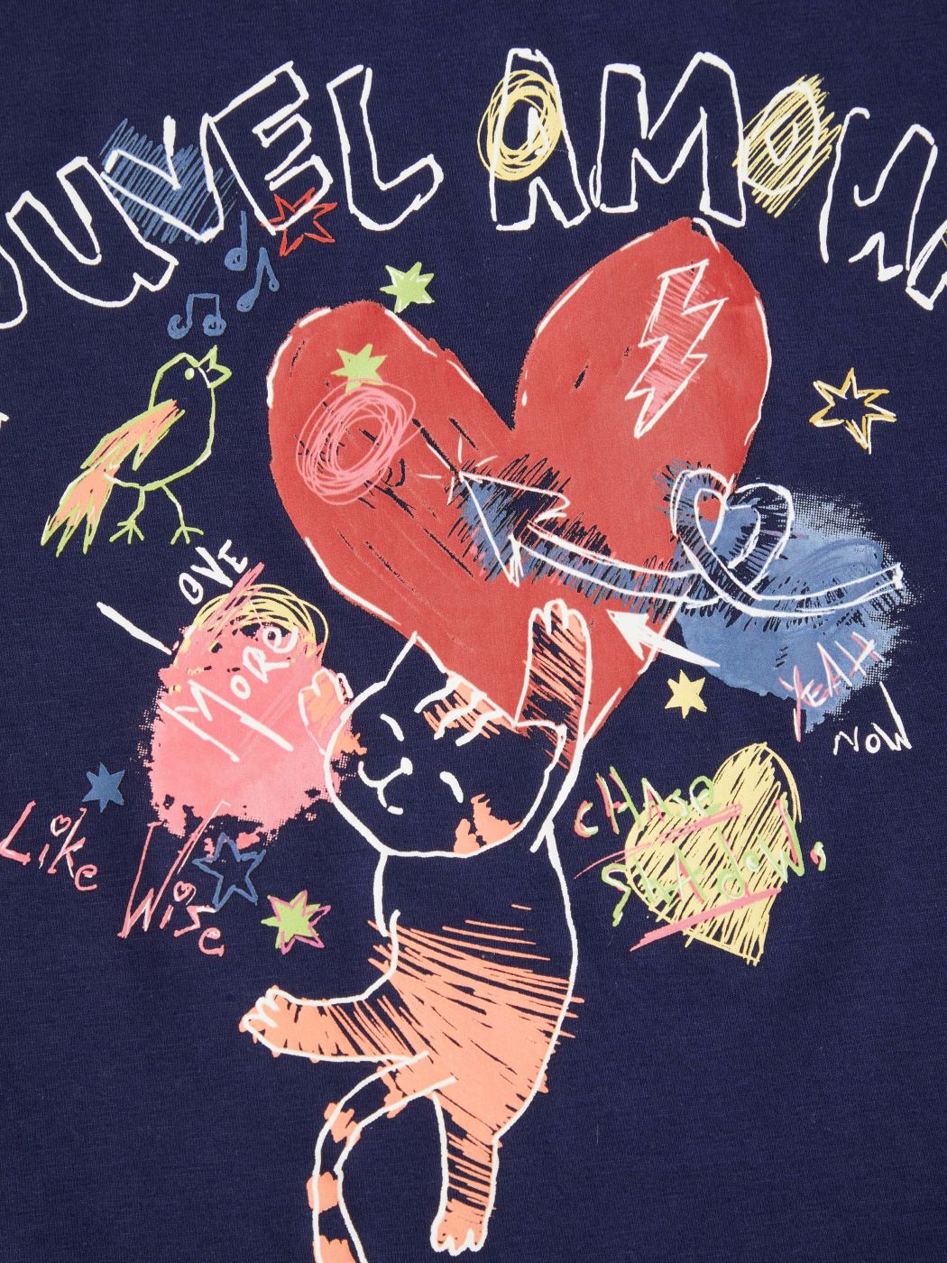 Cat Heart Drawing Graphic Short Sleeve Tee