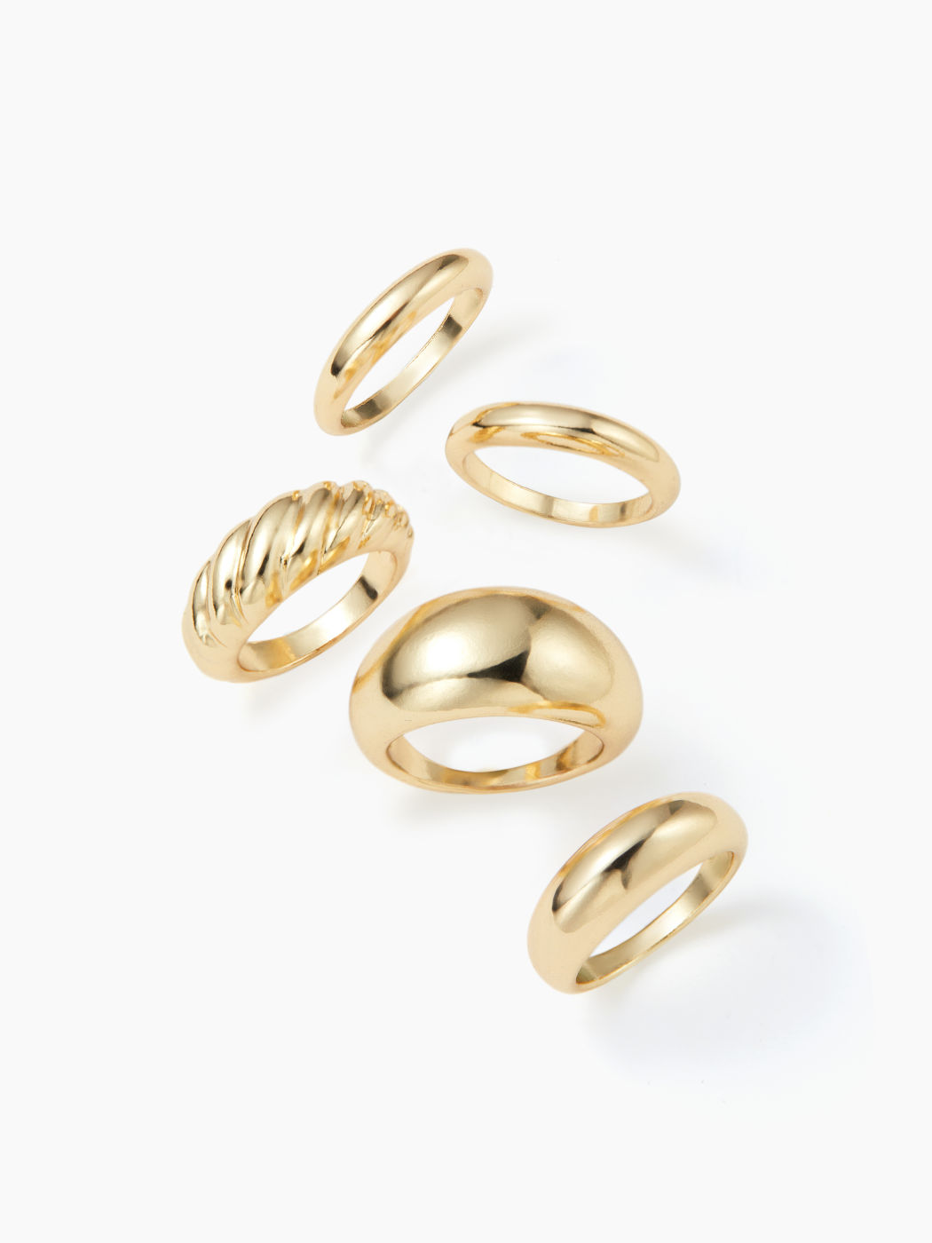 5PCS TWISTED & CROISSANT  RING SET