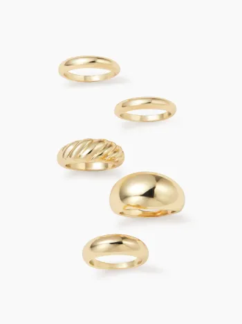 4PCS TWISTED & CROISSANT  RING SET
