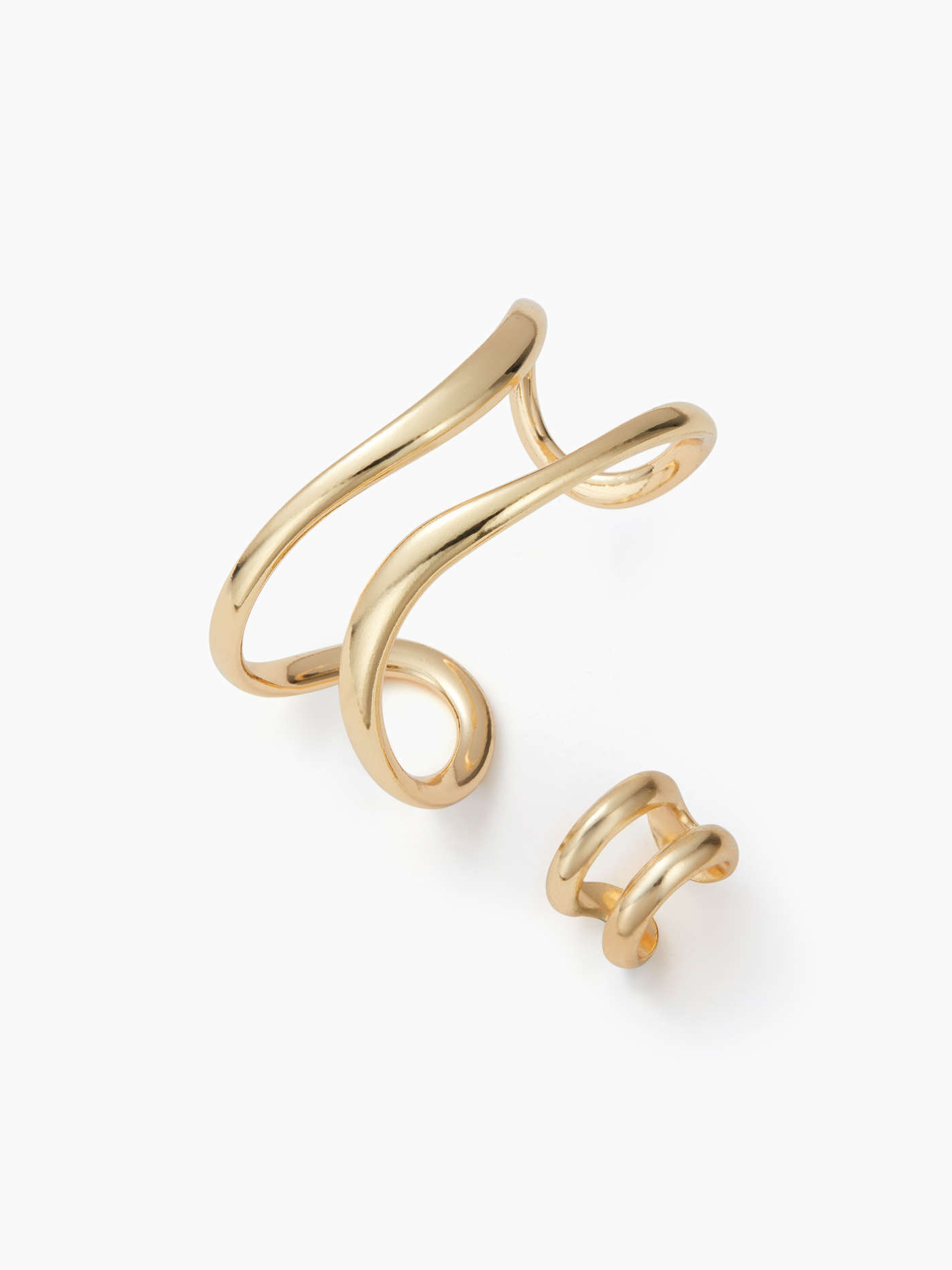 2PCS IRREGULAR DOUBLE LAYERED OPEN BRACELET & RING SET