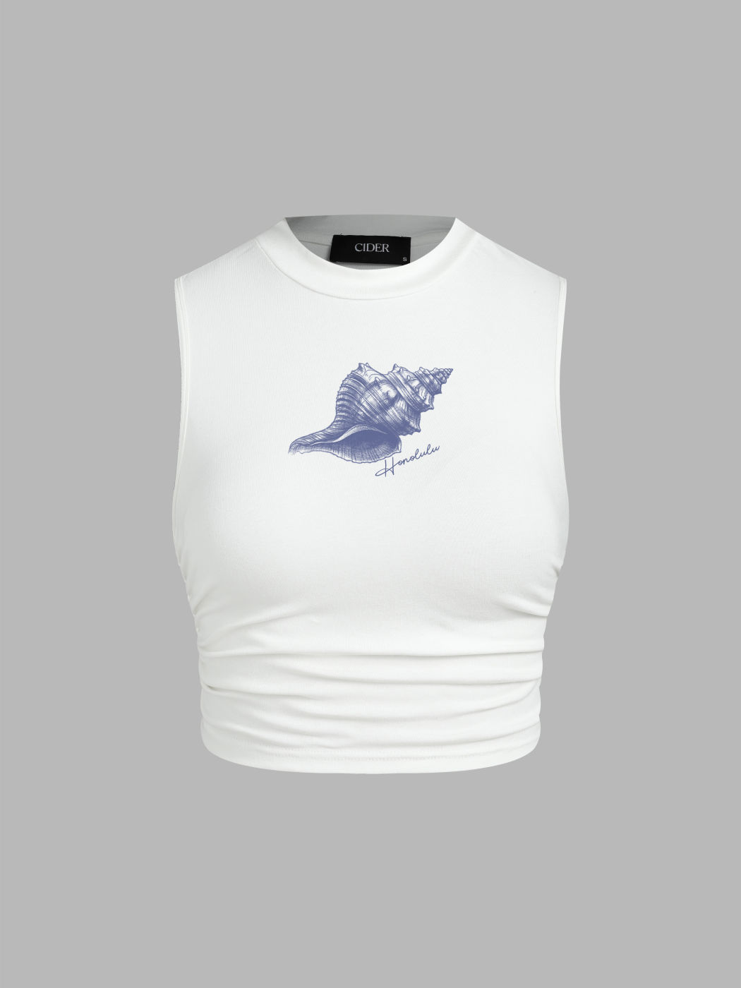 Canotta Arricciata con Grafica Conchiglia