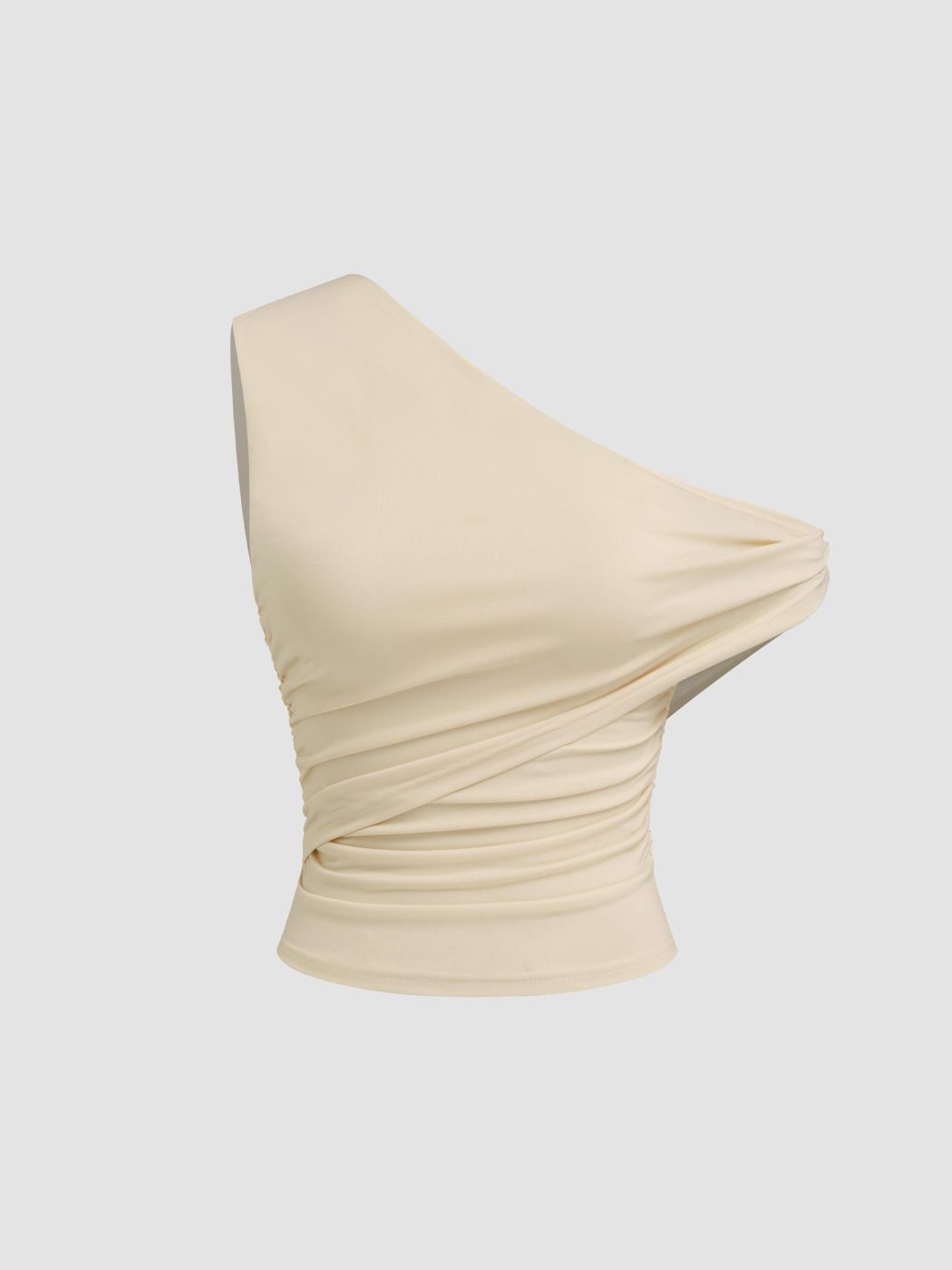 Asymmetrical Neck Ruched Top