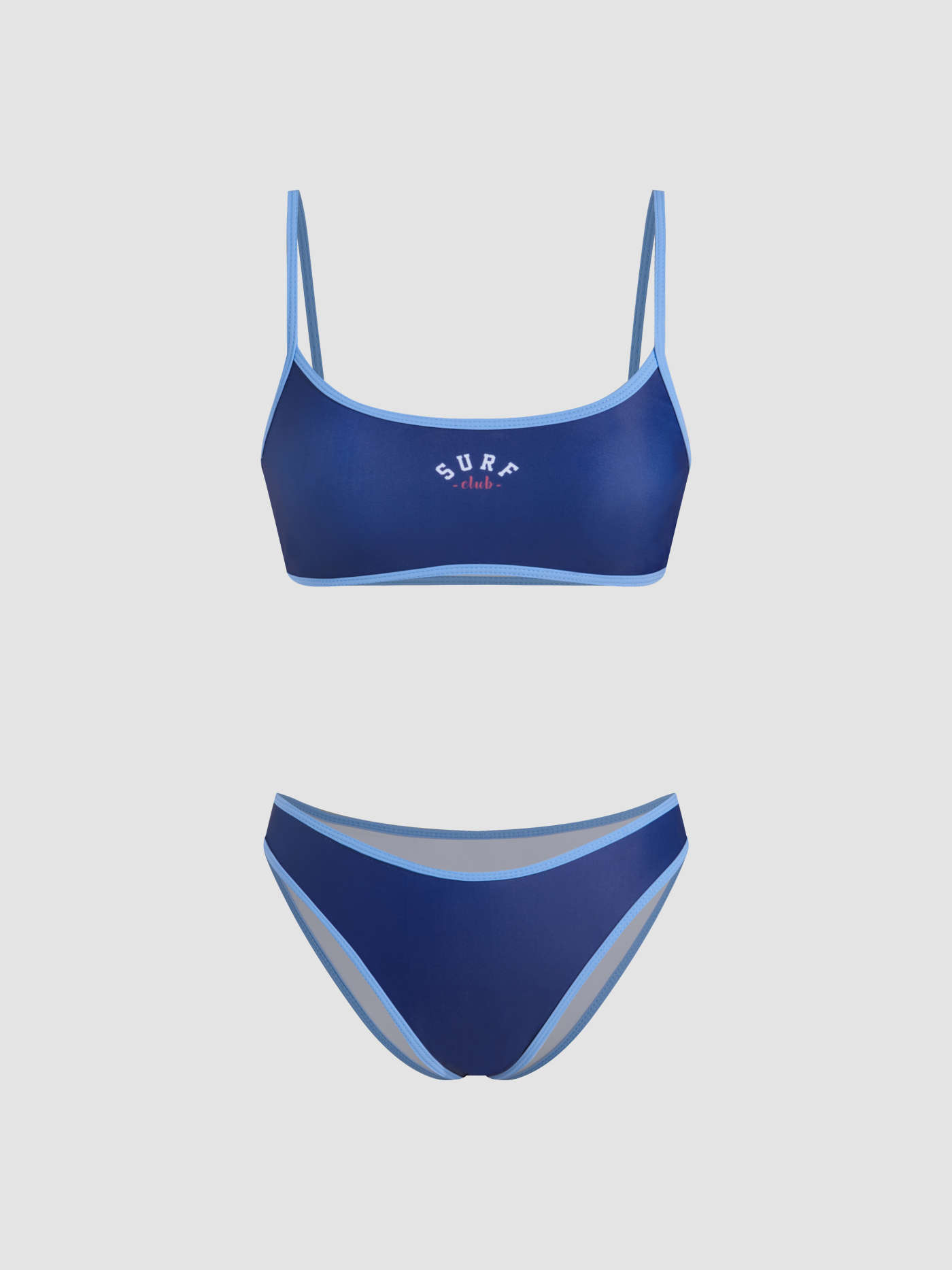 Surf Club U-neckline Contrasting Binding Bracelet Cheeky Bikini Set
