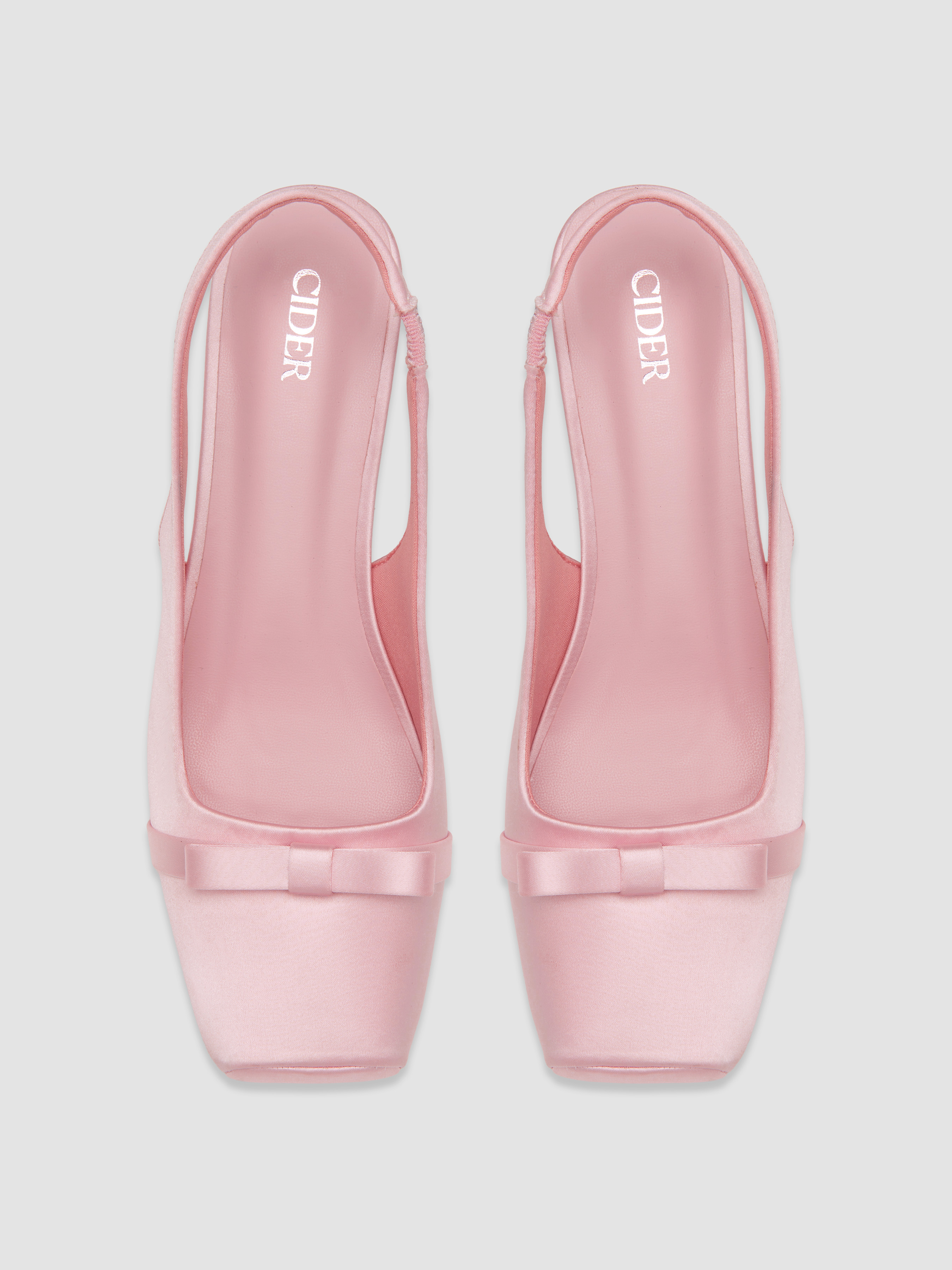 BOWKNOT  SQUARE TOE SATIN HEELS