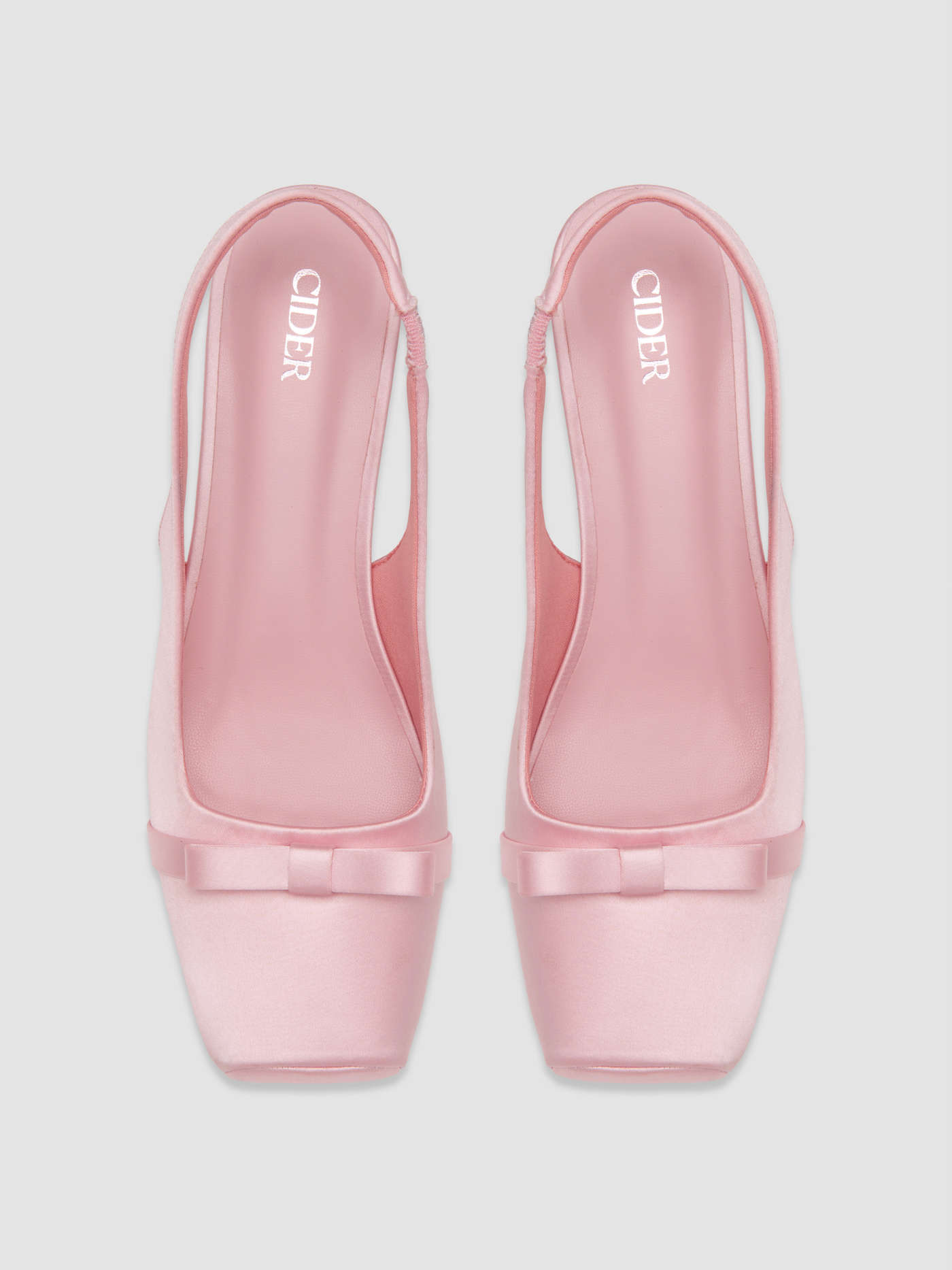 BOWKNOT  SQUARE TOE SATIN HEELS