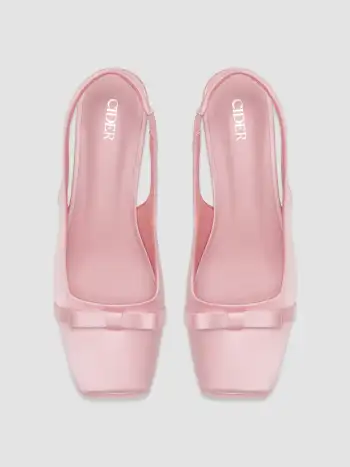 BOWKNOT  SQUARE TOE SATIN HEELS