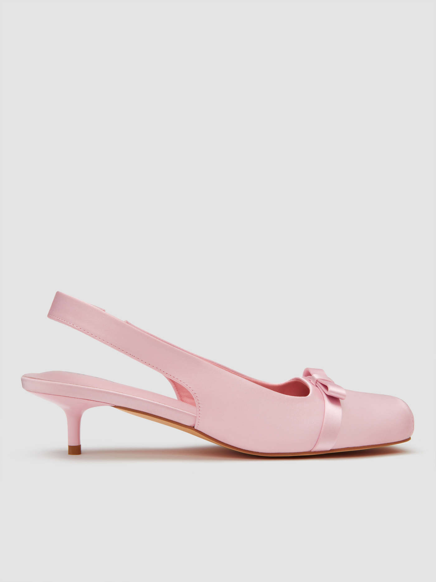 BOWKNOT  SQUARE TOE SATIN HEELS
