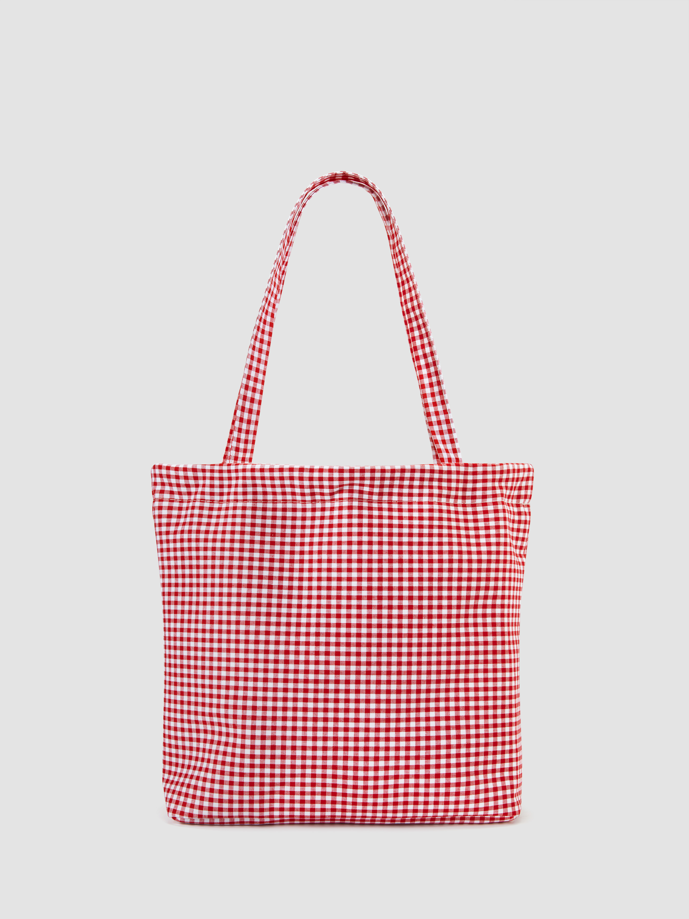 『Cider』GINGHAM DOUBLE LAYERED RUFFLE DRAWSTRING TOTE BAG Cotton Fabric GINGHAM DOUBLE LAYERED RUFFLE DRAWSTRING TOTE