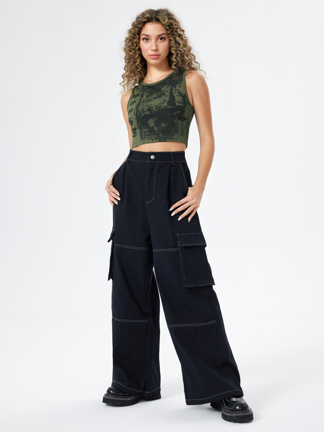 Eye Pattern Sleeveless Tank Top