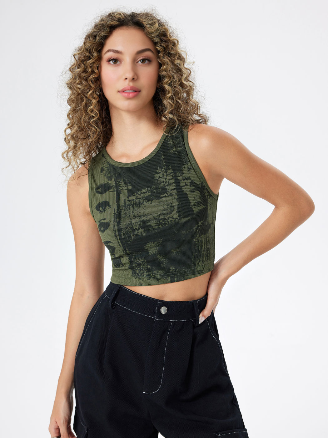 Eye Pattern Sleeveless Tank Top