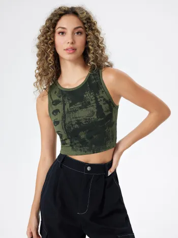 Eye Pattern Sleeveless Tank Top
