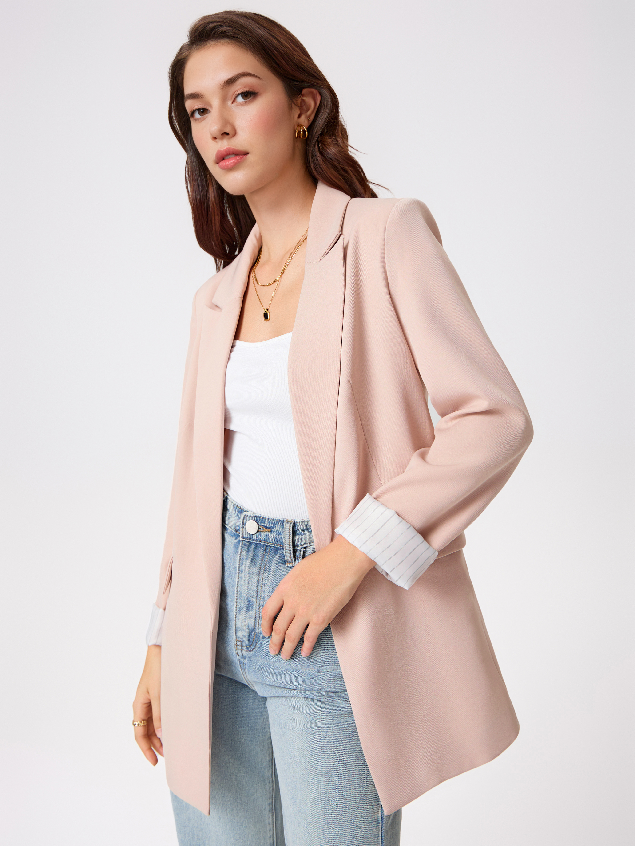 Collar Solid Pocket Blazer
