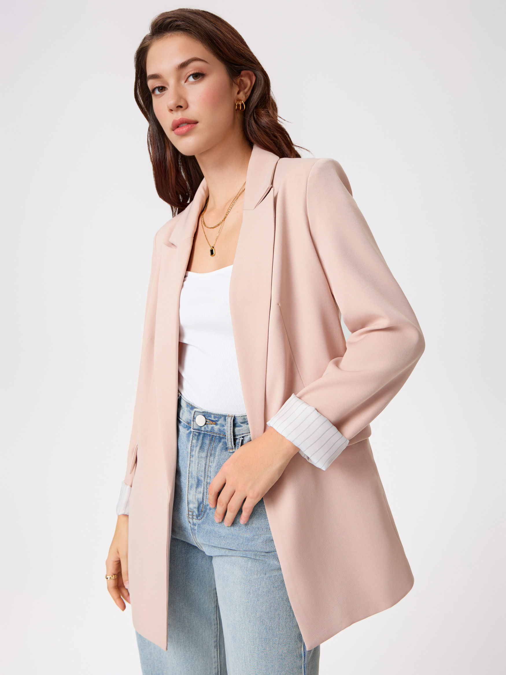 Collar Solid Pocket Blazer