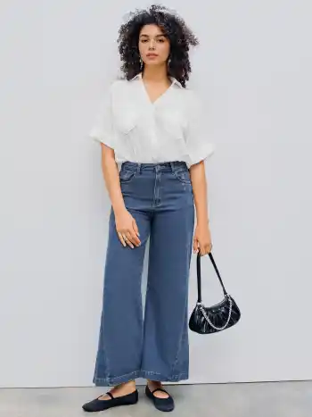 Collar Solid Short Sleeve Shirt Bodysuit