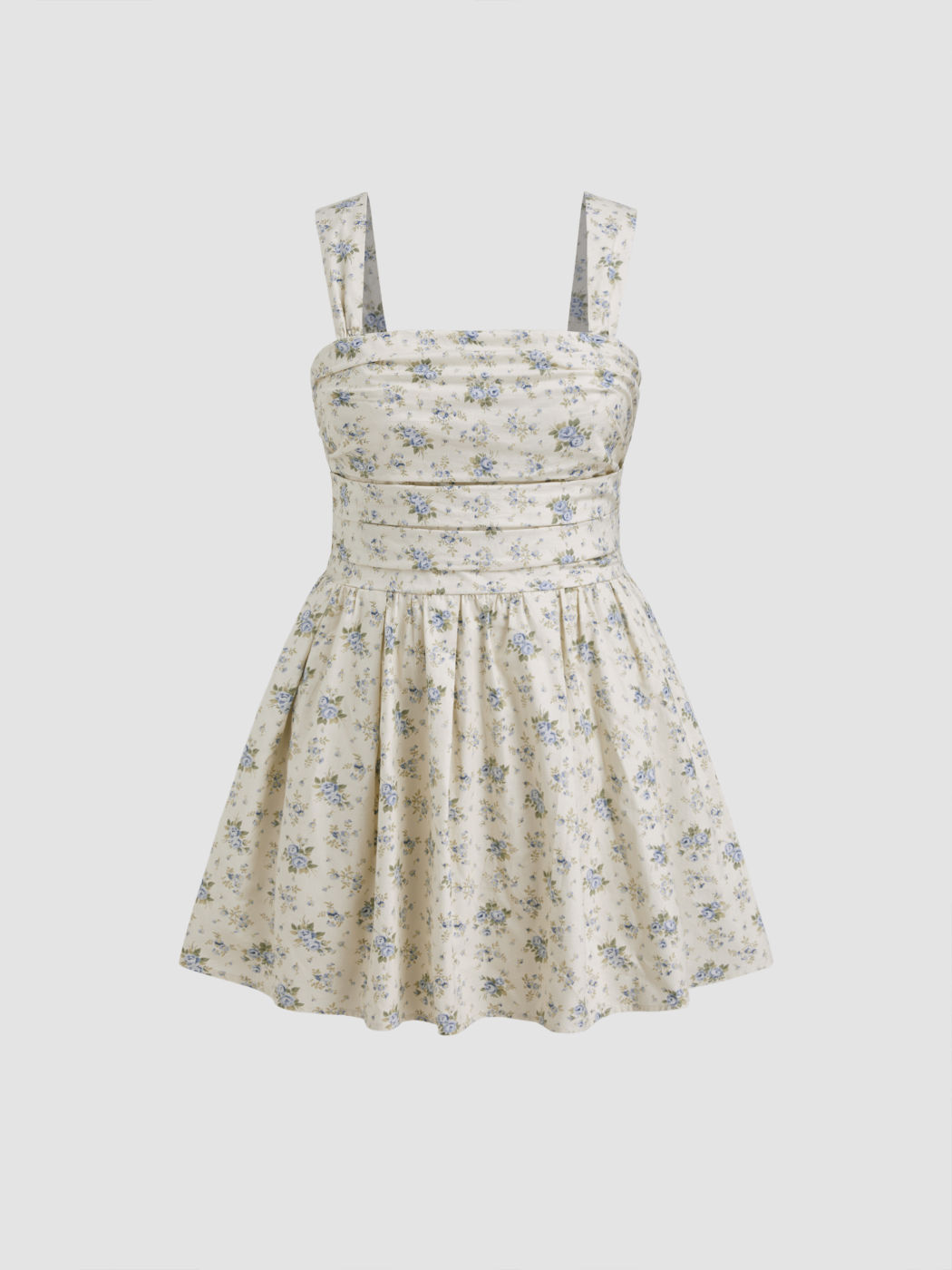 100% Cotton Floral Ruched Mini Dress Curve & Plus