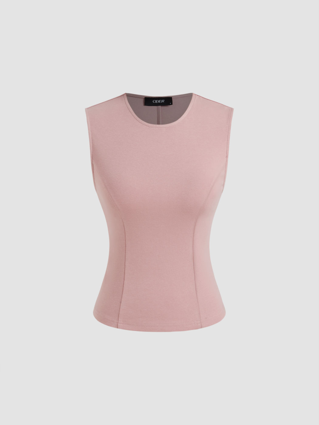 Cotton-blend Round Neckline Corset Tank Top