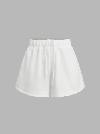 Terry Low Rise Drawstring Knotted Micro Shorts