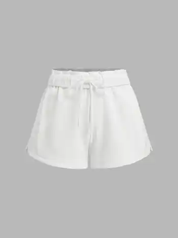 Terry Low Rise Drawstring Knotted Micro Shorts