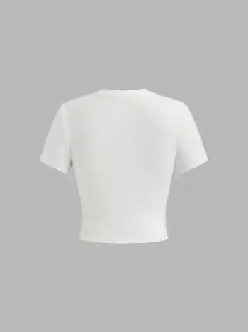 T-Shirt Crop Graphique Étoile de Fruits de Mer en Mélange de Coton