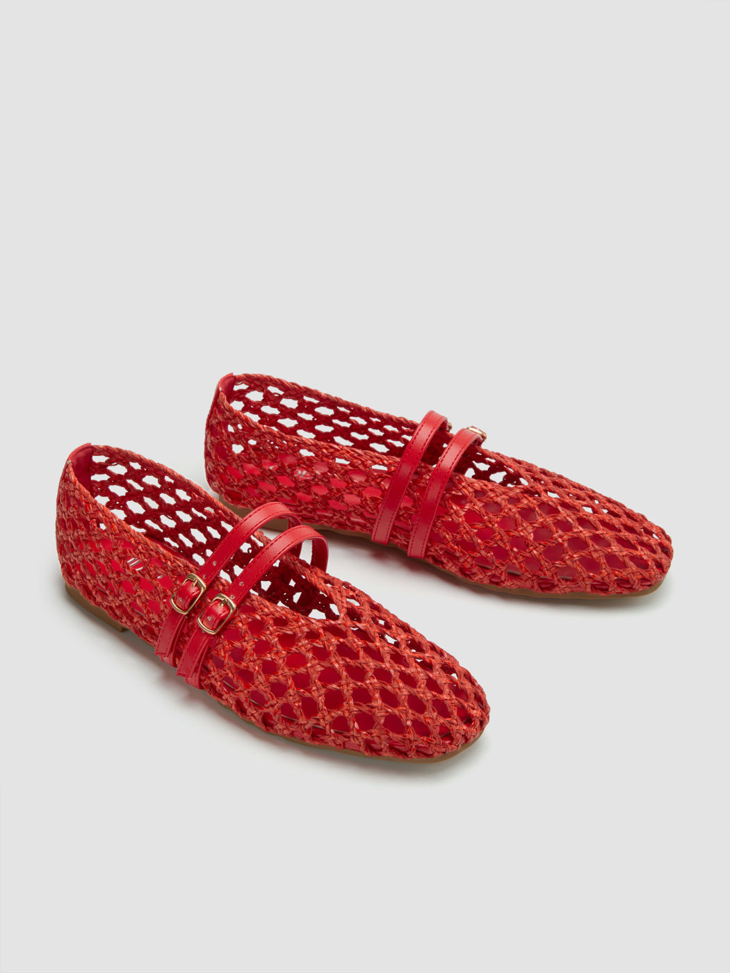 DOUBLE STRAP WOVEN FLATS