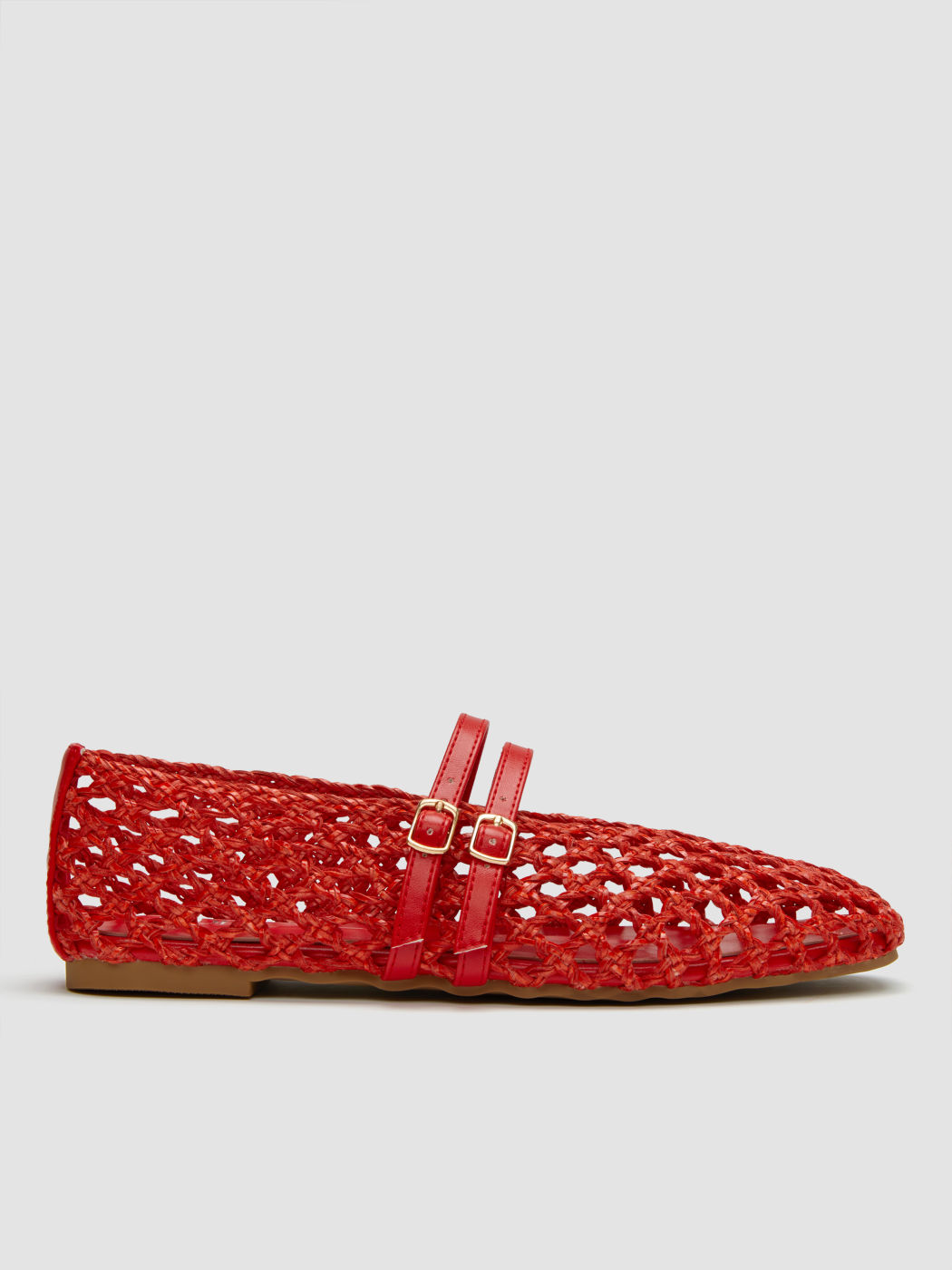 DOUBLE STRAP WOVEN FLATS