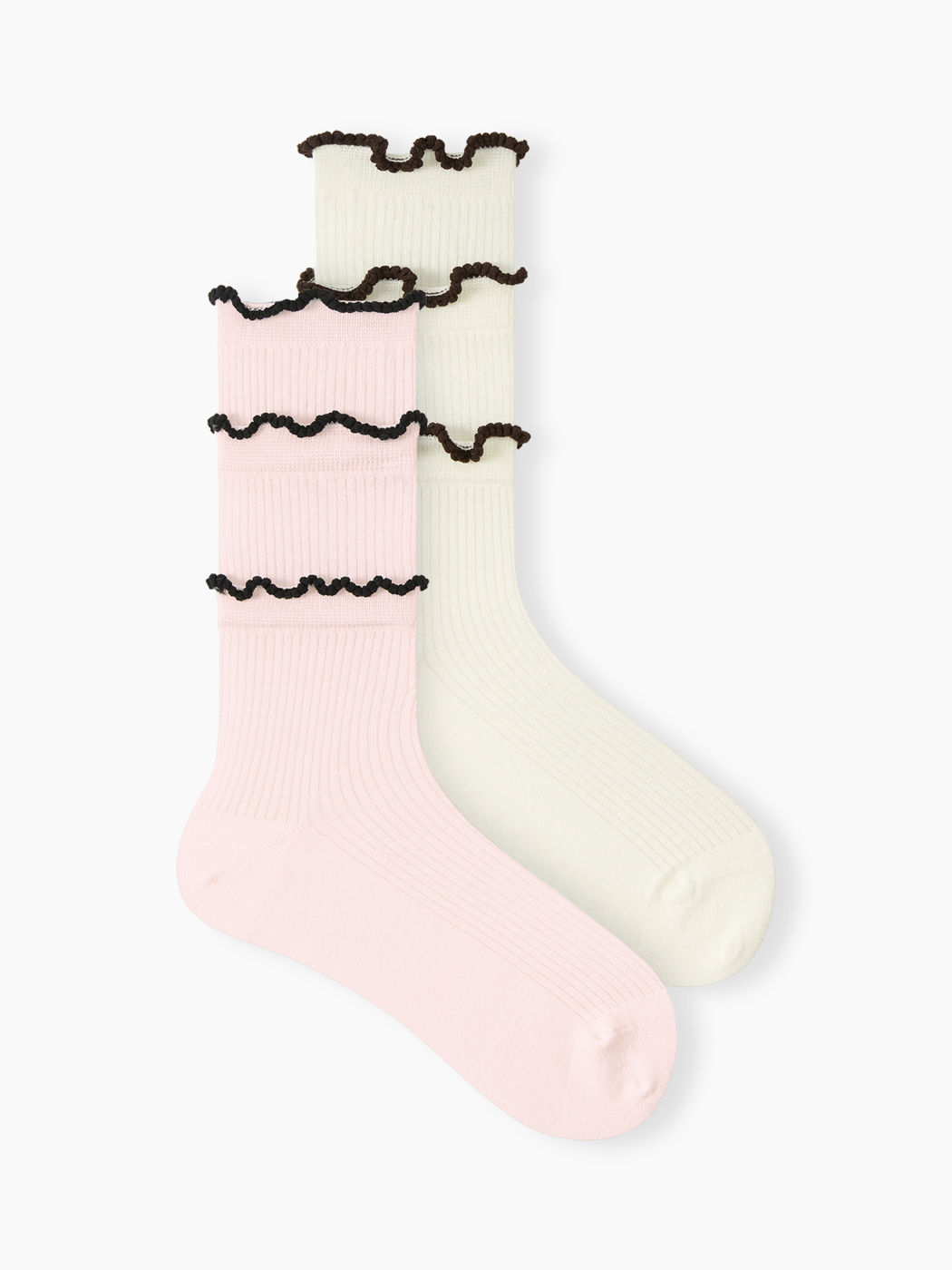 2-Paare-Set Zweifarbige Dreifach-Rüschen-Socken