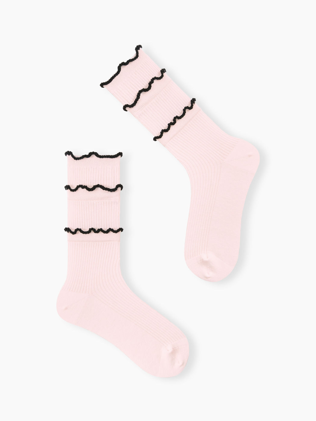 2-Paare-Set Zweifarbige Dreifach-Rüschen-Socken