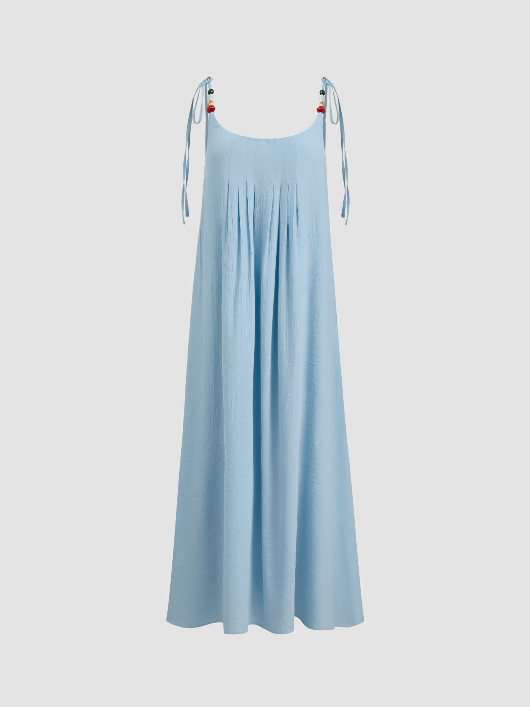 Ruched Beaded Knotted Backless Cami Maxi Dress