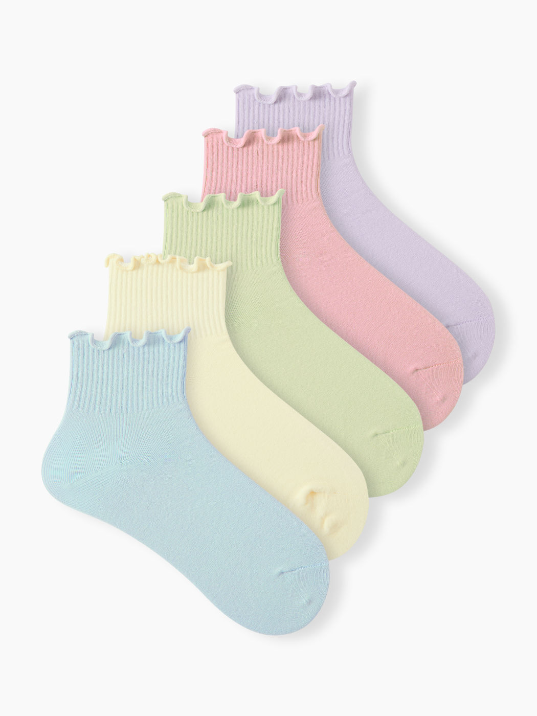 5 PAIRS MULTI-COLOR RUFFLE RIBBED SOCKS SET