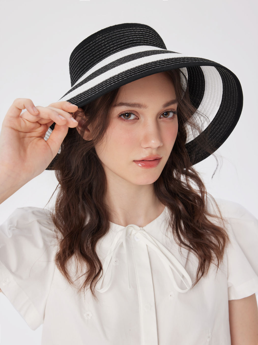 STRIPED & BOWKNOT PACKABLE STRAW HAT
