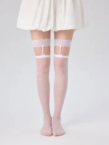 Herz- & Schleifen- & Spitzen-Überknie-Socken