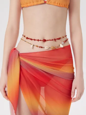 DOUBLE-LAYERED SHELL & STONE & BEAD WAIST CHAIN