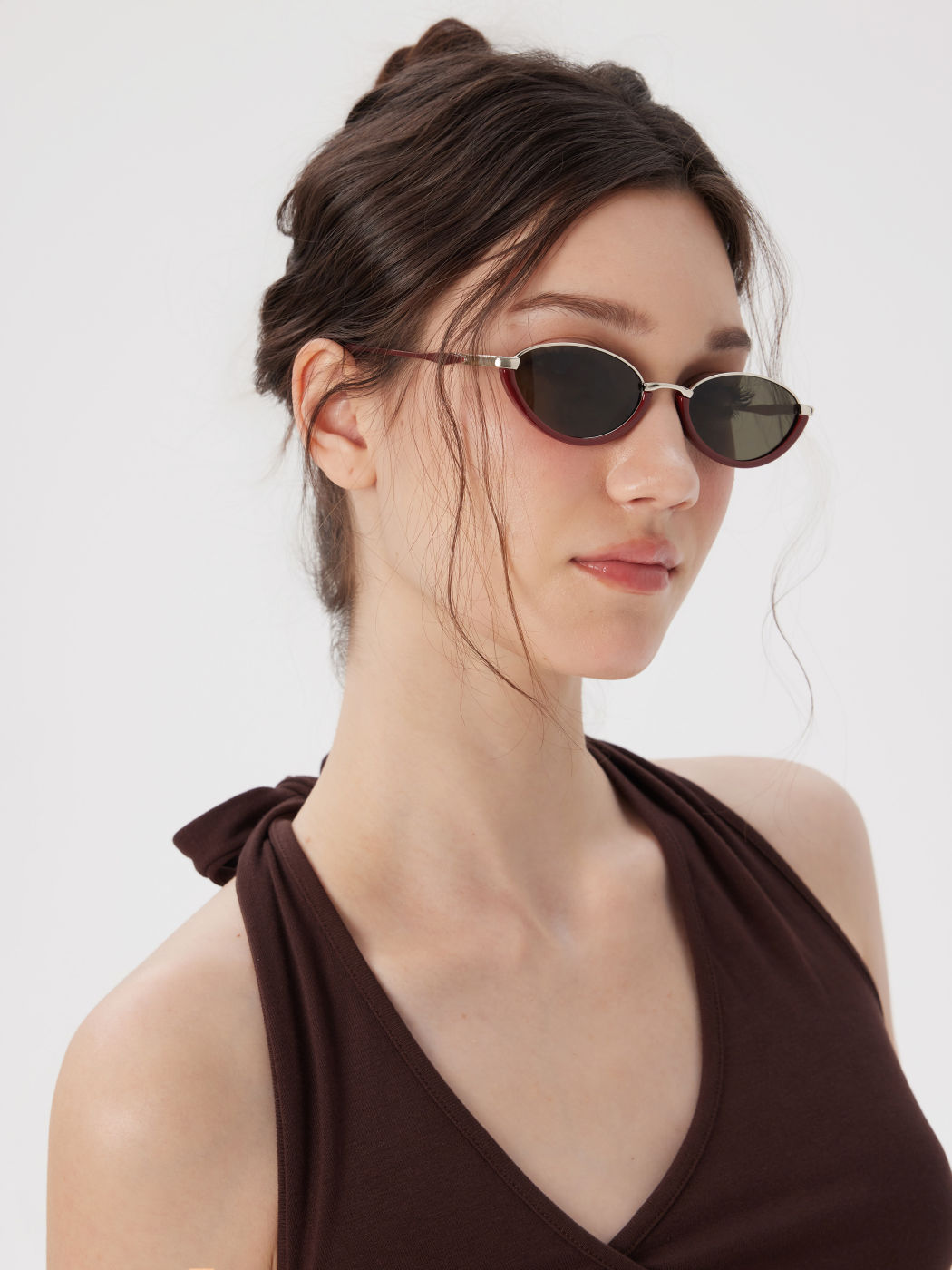 TWO-TONE FRAME CAT-EYE FASHION GLASSES