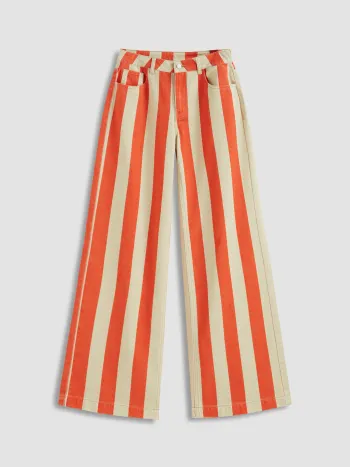 Cider Denim Low Rise Stripe Wide Leg Jeans