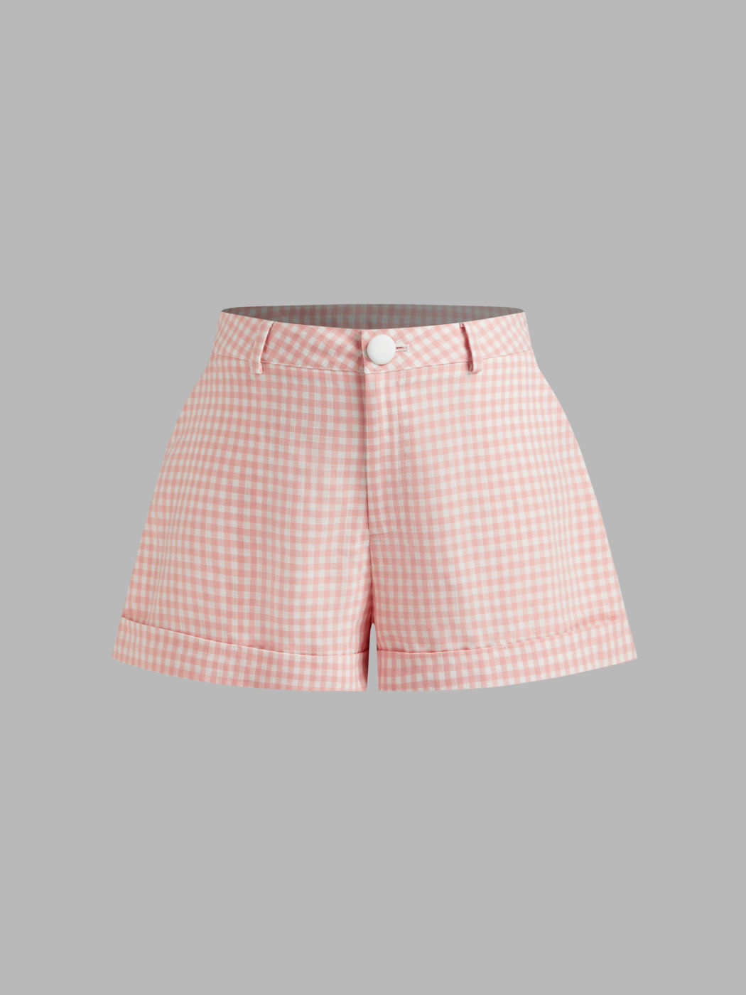 Mid Rise Gingham Roll Hem Micro Shorts