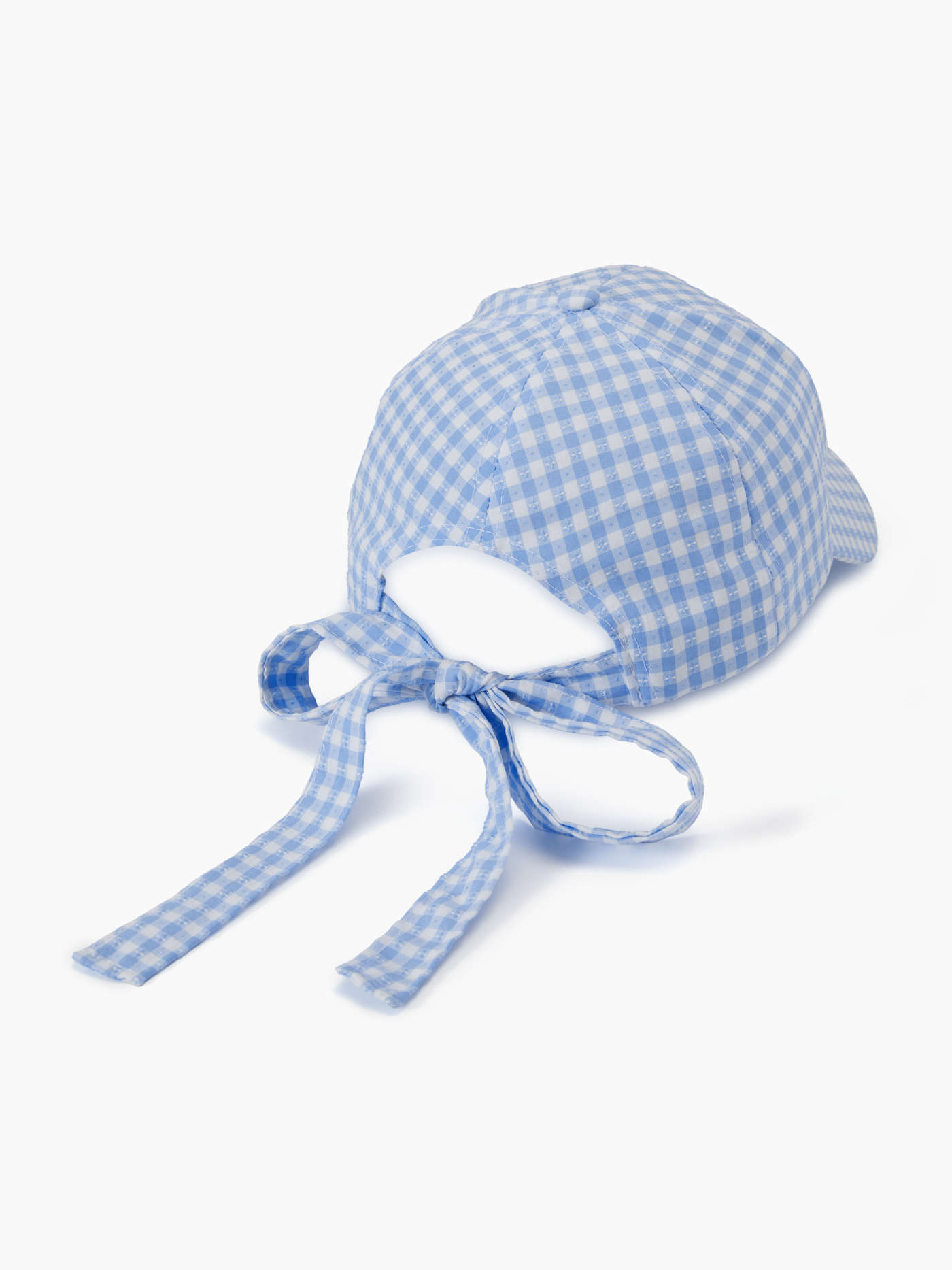 GINGHAM & FLORAL JACQUARD LACE-UP BASEBALL CAP