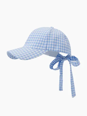 GINGHAM & FLORAL JACQUARD LACE-UP BASEBALL CAP