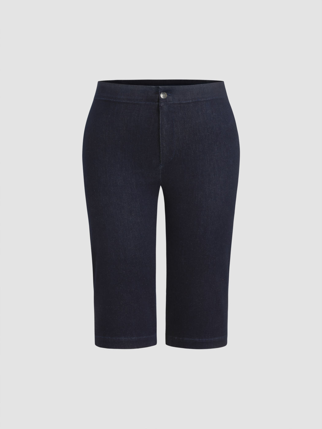 High Stretch Denim Mid Rise Straight Leg Capri Jeans Curve & Plus
