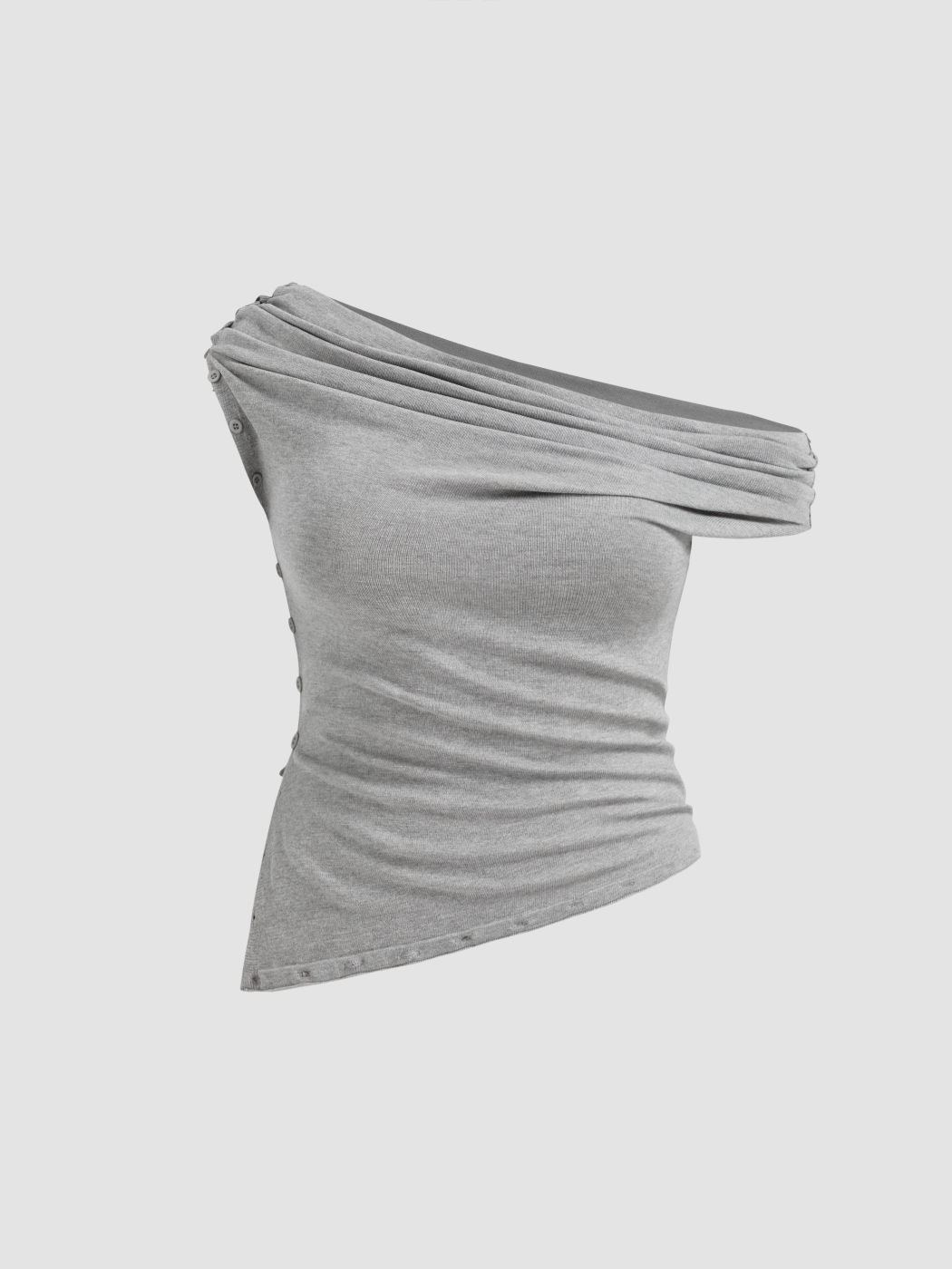 Mehrweg-Strick-Tank-Top mit asymmetrischer Halslinie, Knopf und Rüschen Kurve & Plus