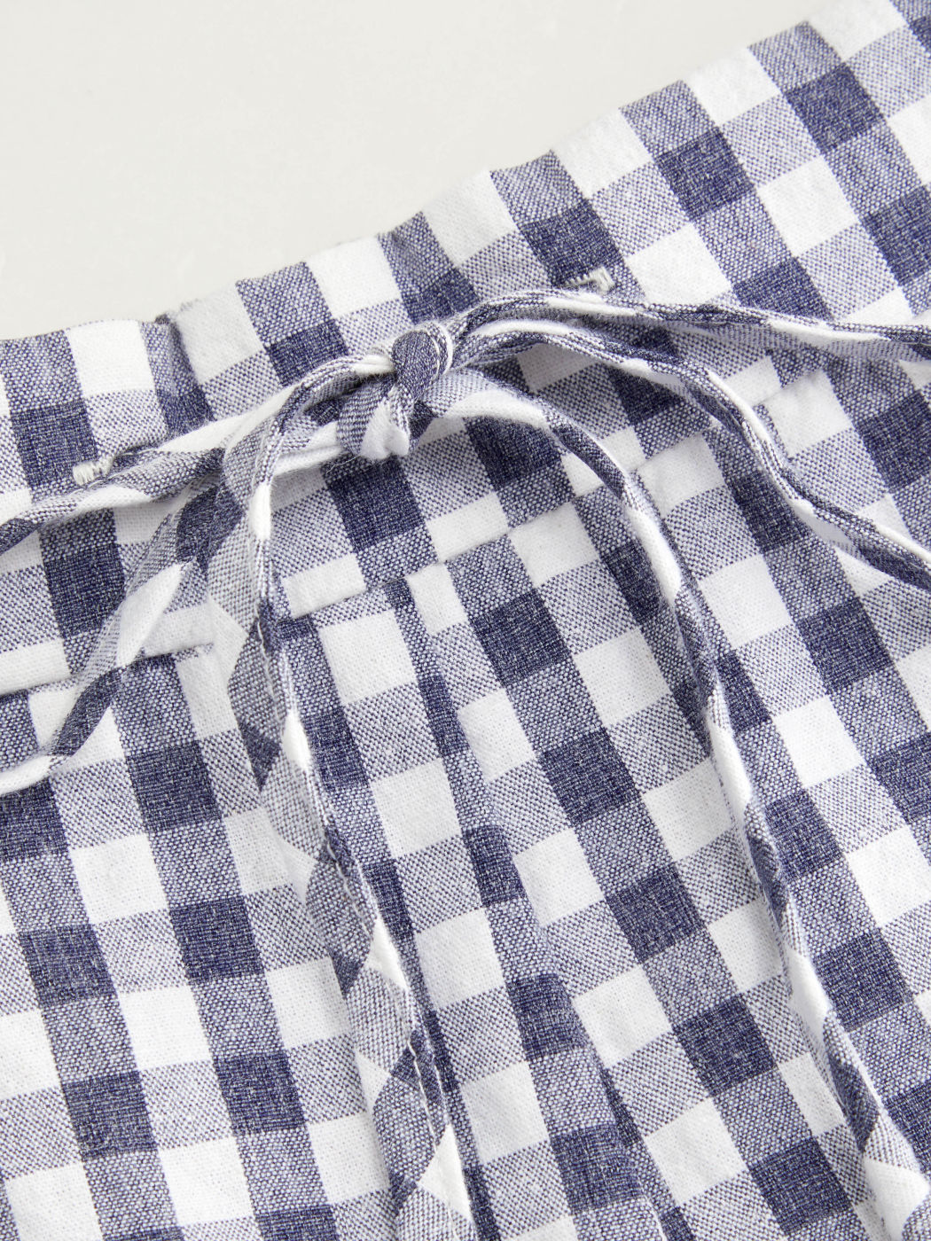 Cotton-blend Gingham Knotted Straight Leg Trousers