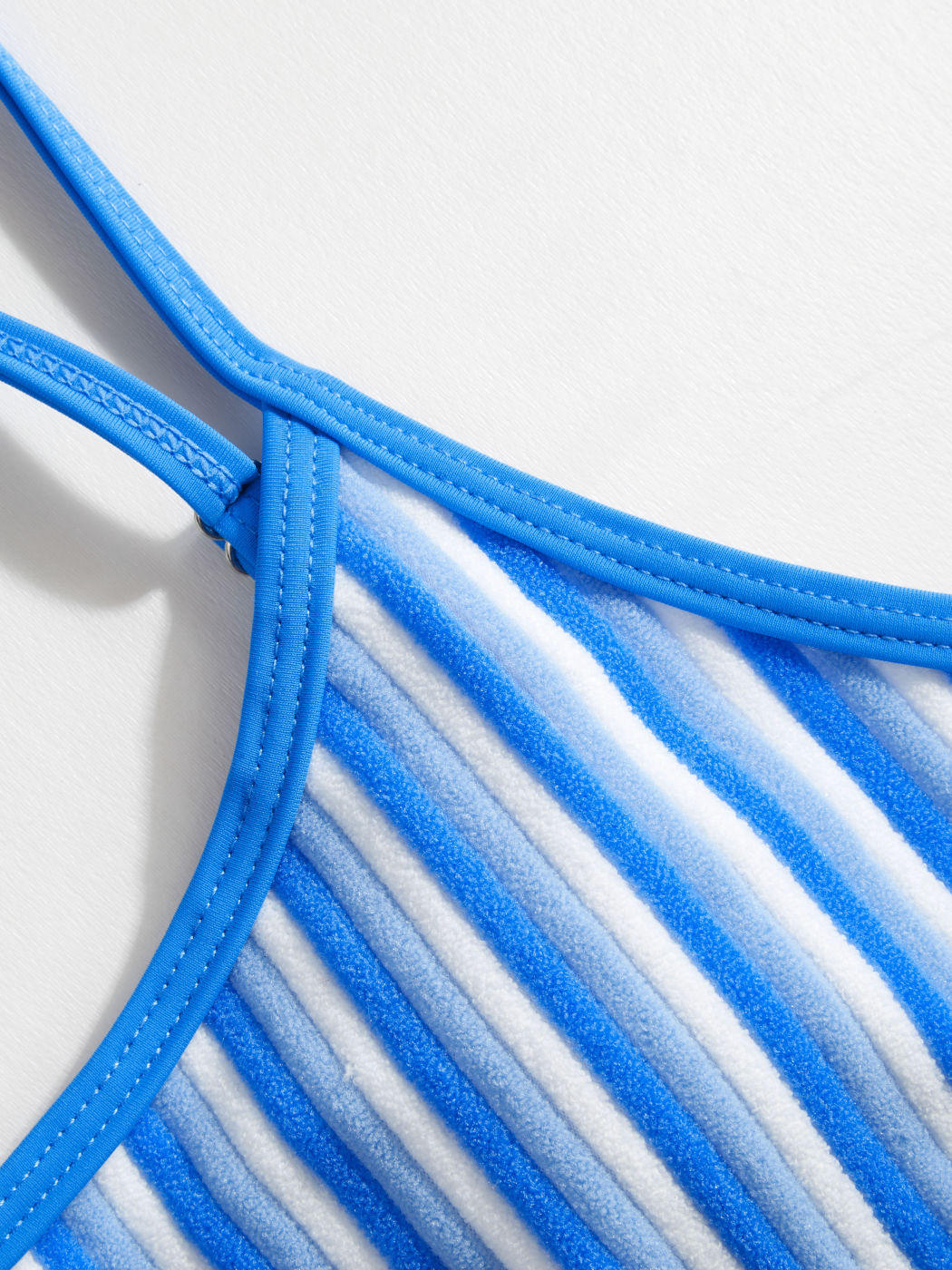Terry U-neckline Stripe Tankini Cheeky Bikini Set