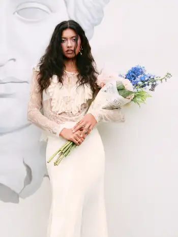 Lace High Neck Lace Long Sleeve Top