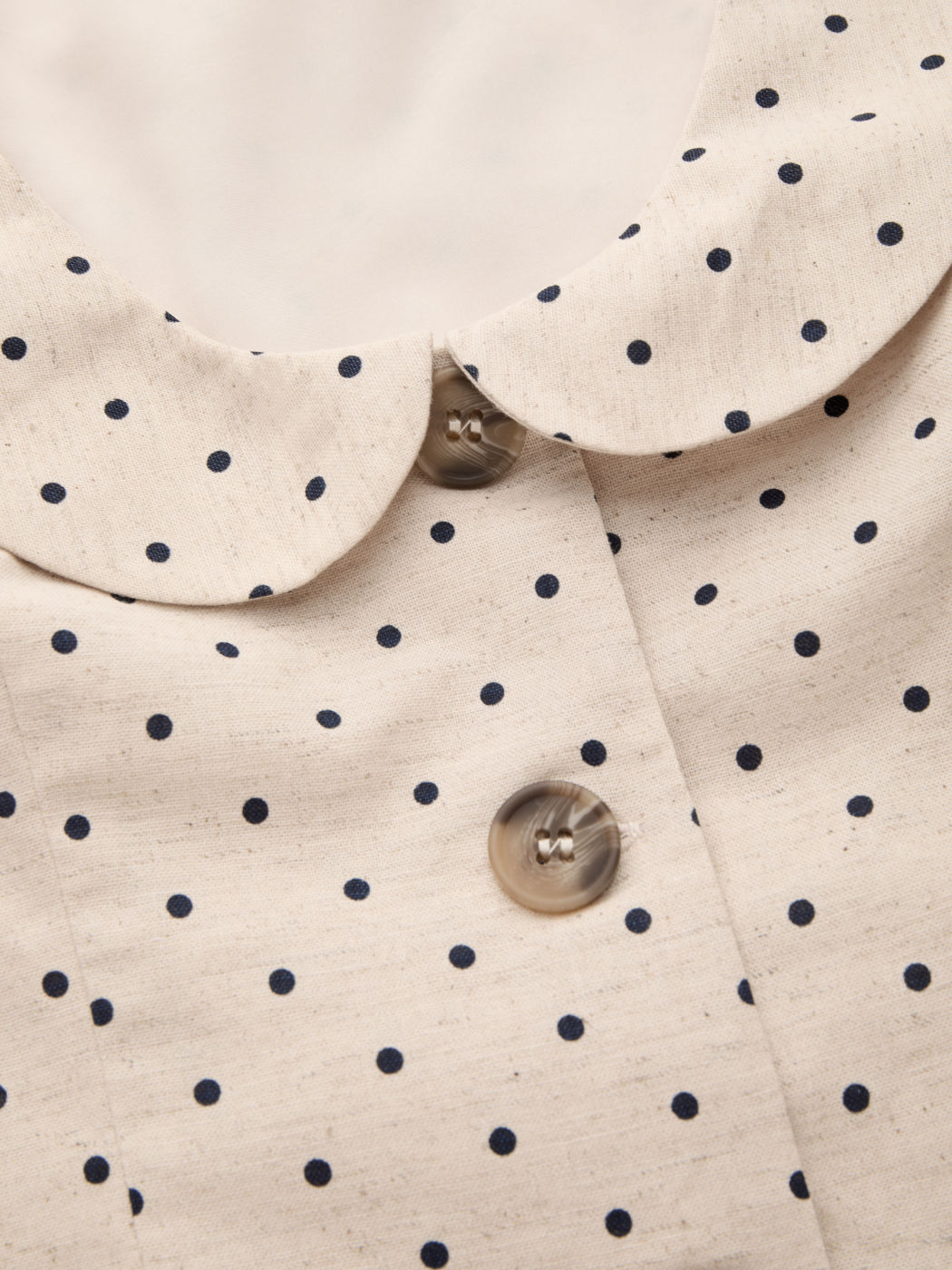 Linen-blend Peter Pan Collar Polka Dot Belted Crop Tank Top