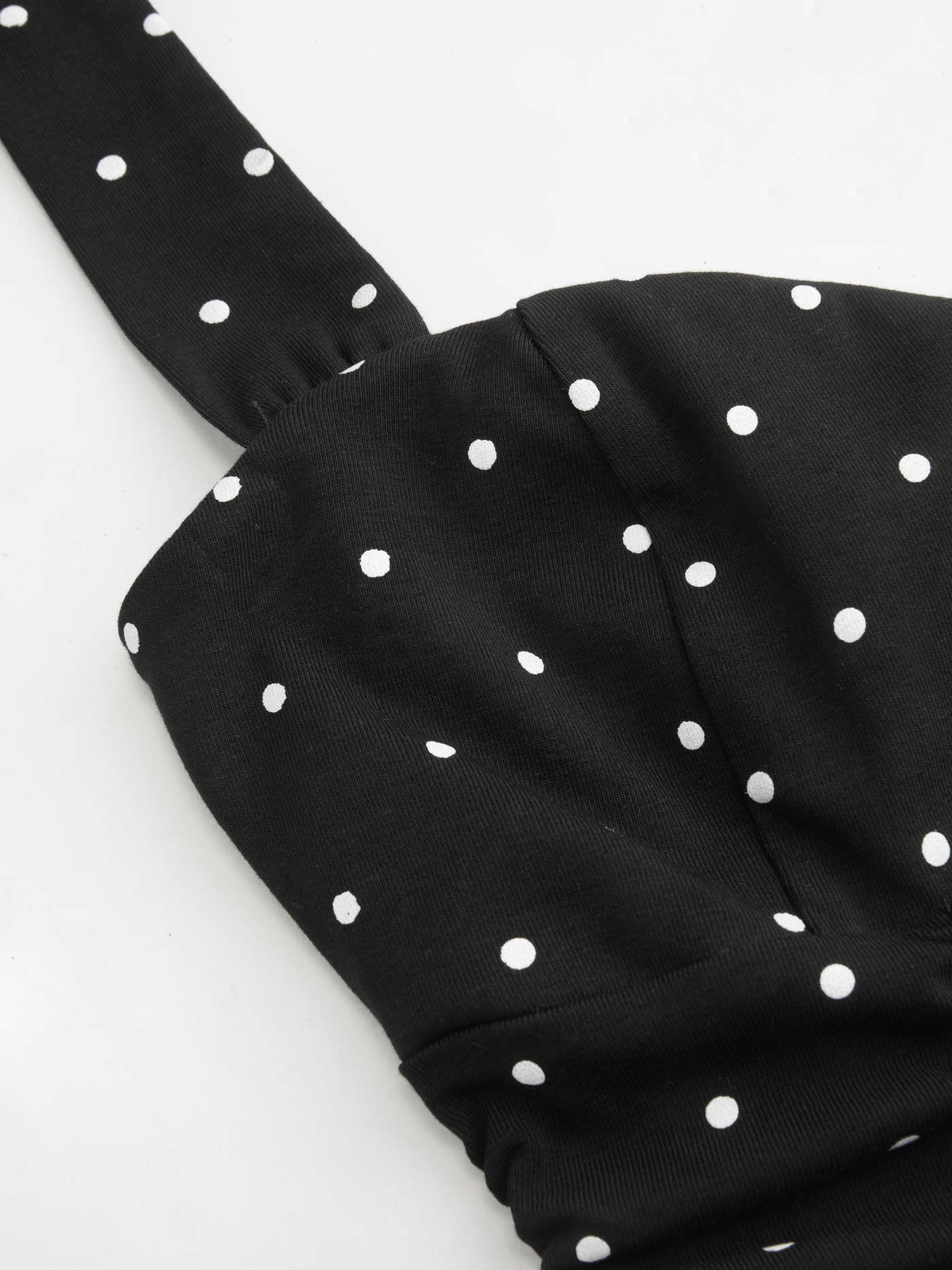 Cotton-blend Halter Neckline Polka Dot Ruched Layered Mini Dress