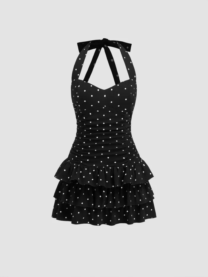 Romper con cordón de ajuste y cuello asimétrico