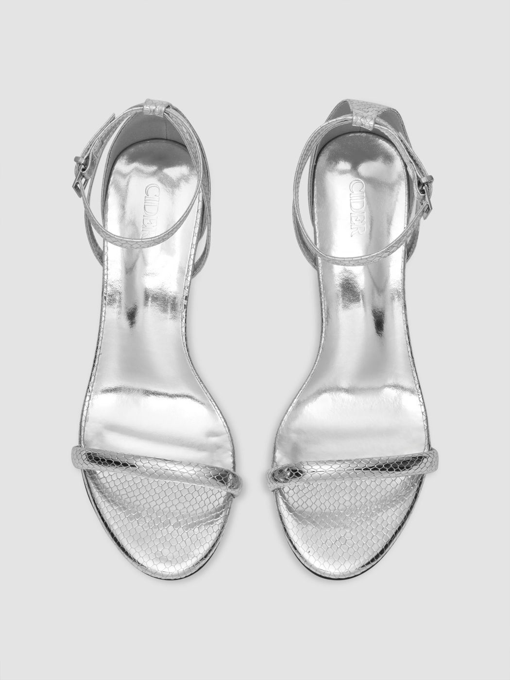 Absatzsandalen mit einstellbarem Riemen und Schlangenmuster