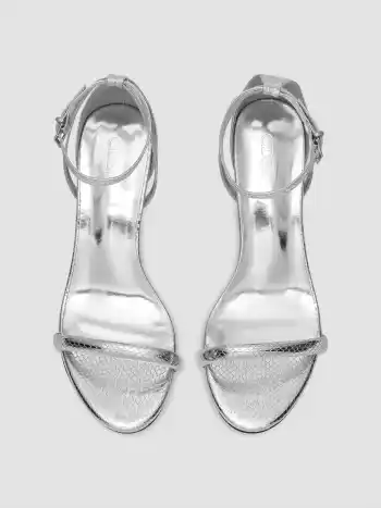 SNAKE-EFFECT DECOR ADJUSTABLE STRAP HEELED SANDALS