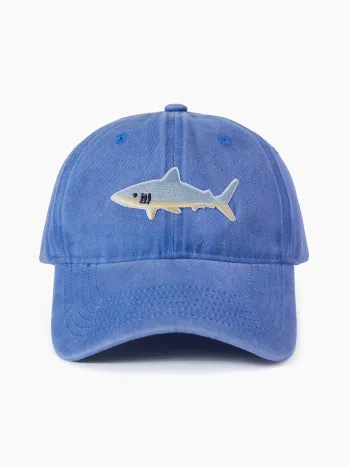 STARFISH & FISH EMBROIDERED DENIM BASEBALL CAP