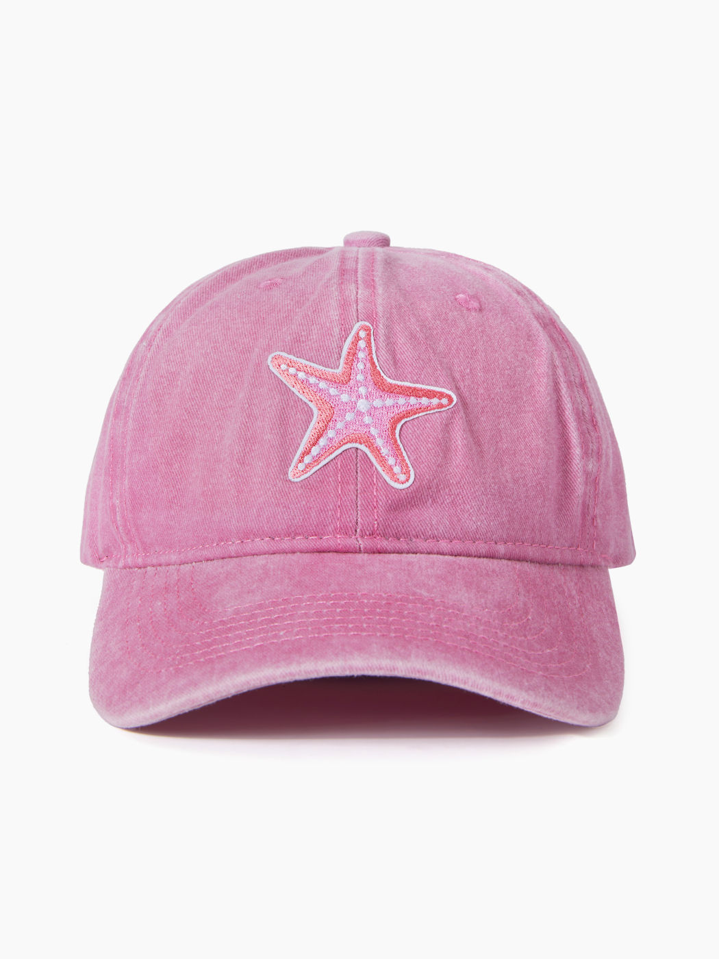 STARFISH & FISH EMBROIDERED DENIM BASEBALL CAP